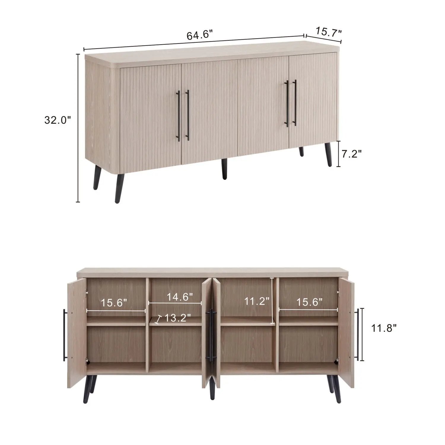 Jodie - Fluted Sideboard - Oak by HouseOfZazla