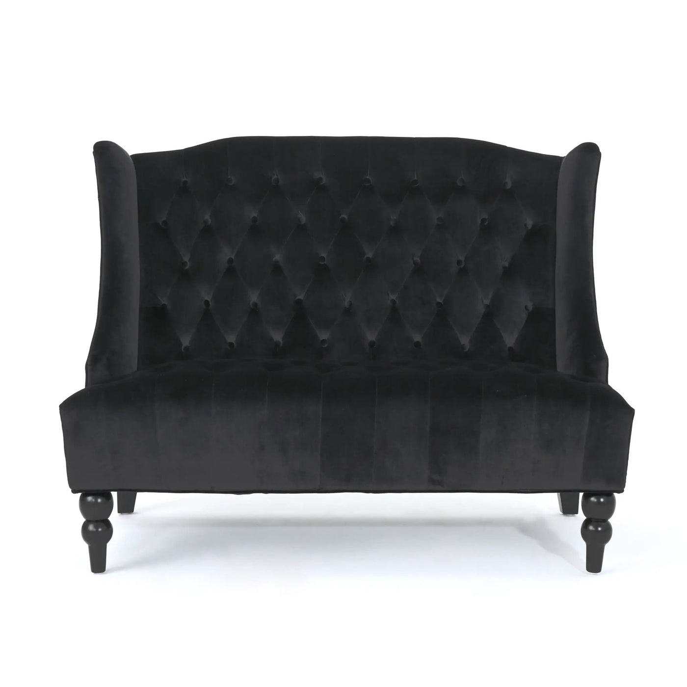 Nurturing Upholstered Loveseat With Wing Back And Diamond Tufting by HouseOfZazla