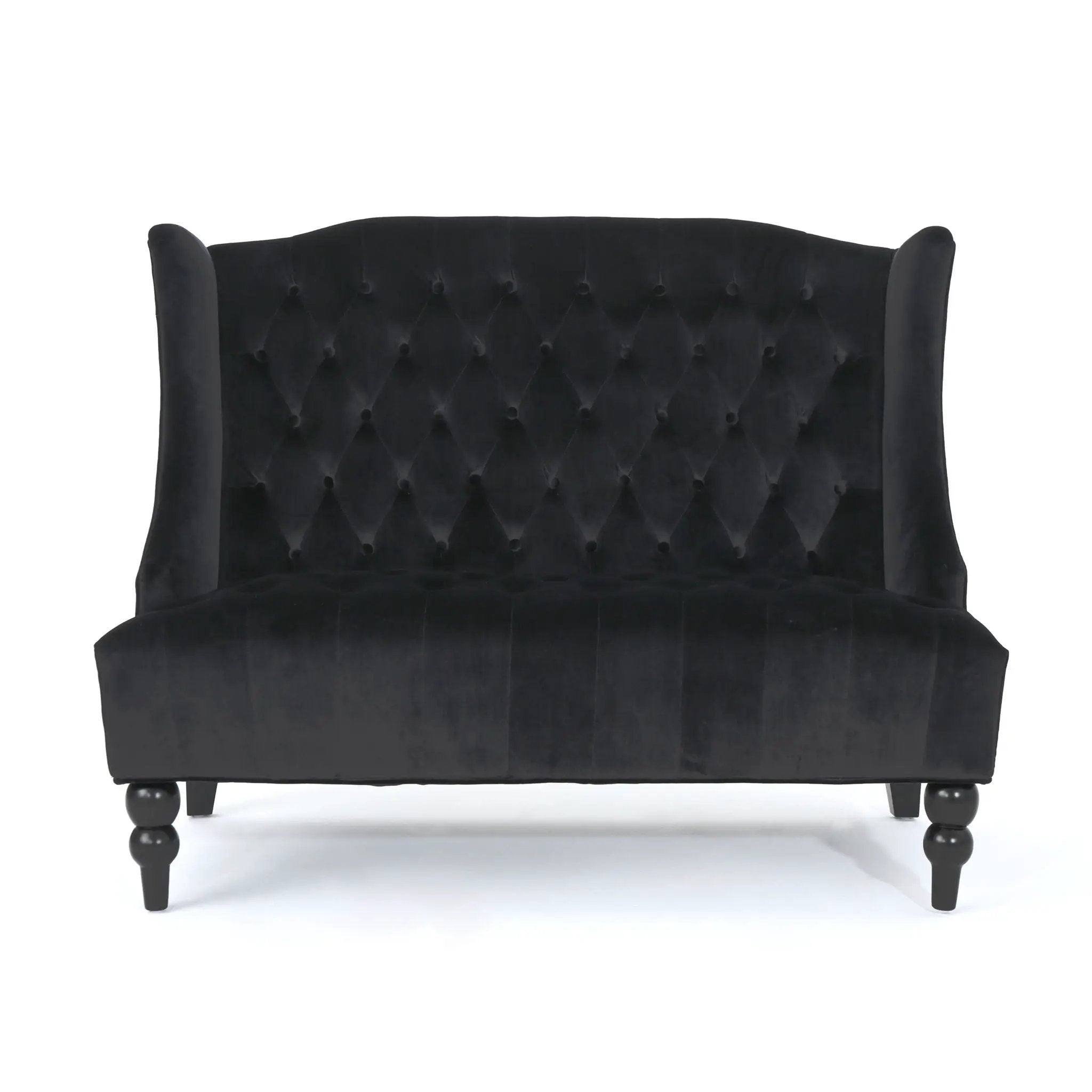 Nurturing Upholstered Loveseat With Wing Back And Diamond Tufting by HouseOfZazla