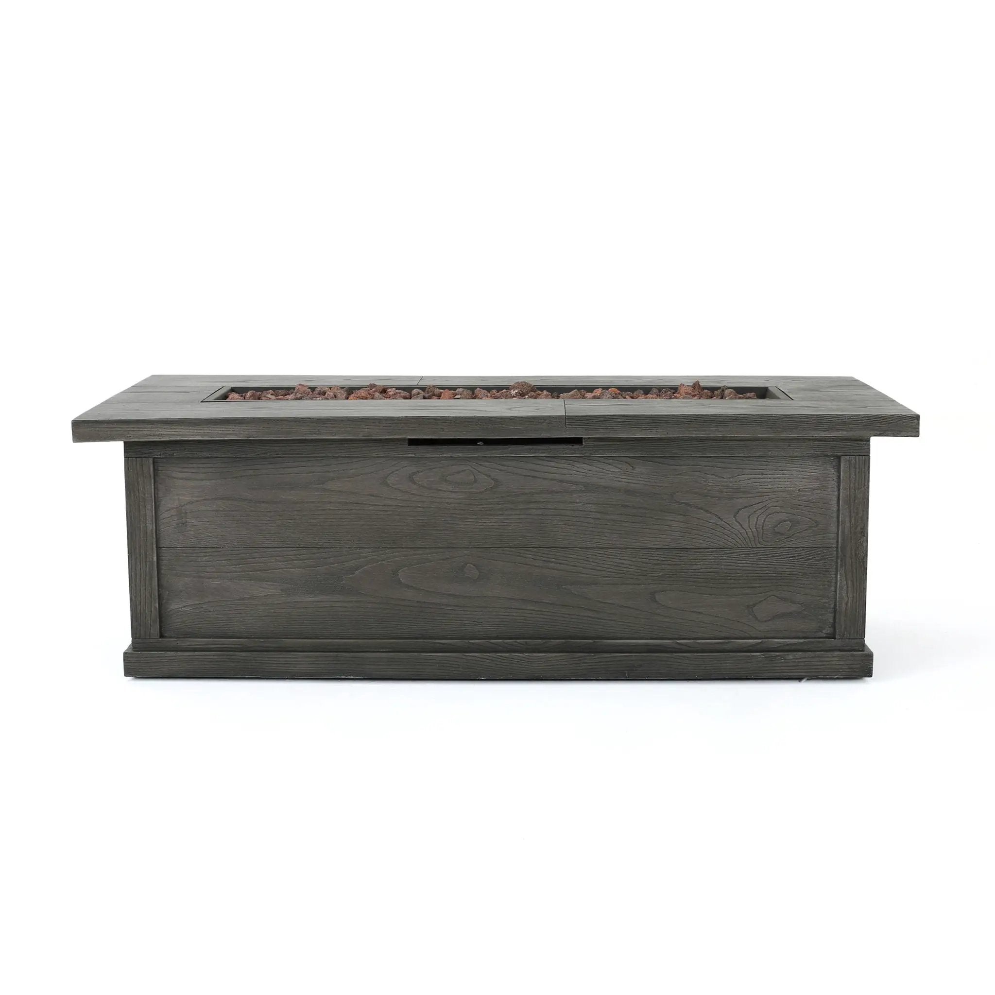Transitional Rectangular Outdoor Propane Fire Pit With 50,000 BTU by HouseOfZazla