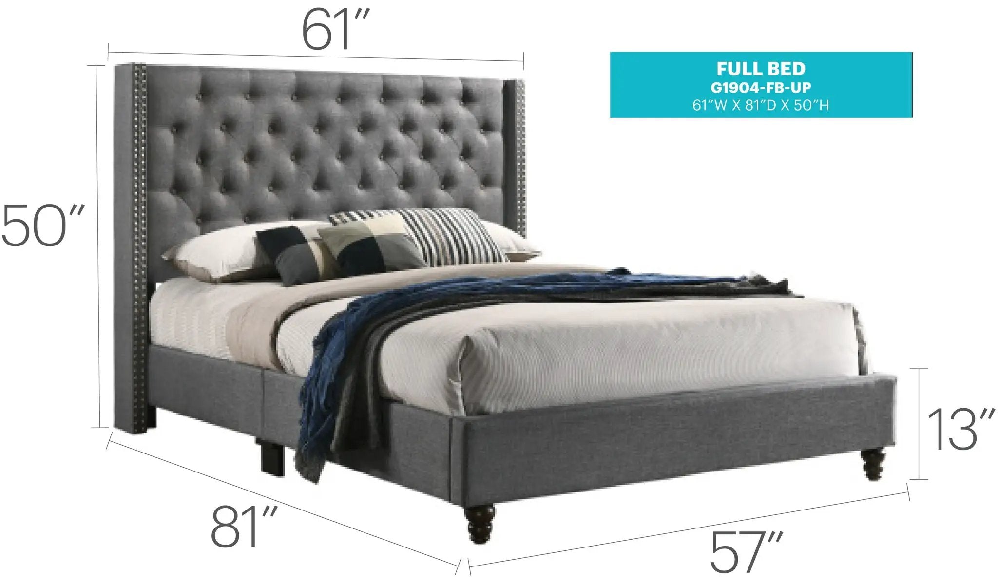 Nailhead Bed Transitional Vibrant by Unique Piece Furniture