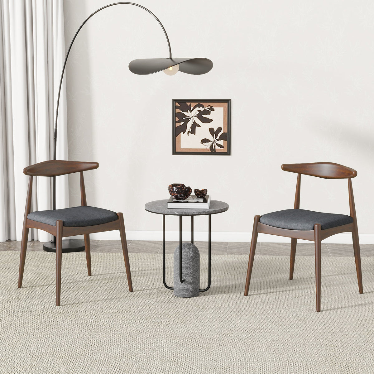 Set of 2 Rubberwood Dining Chairs with Faux Leather Upholstery - Multiple Colors, photo 4 of 11