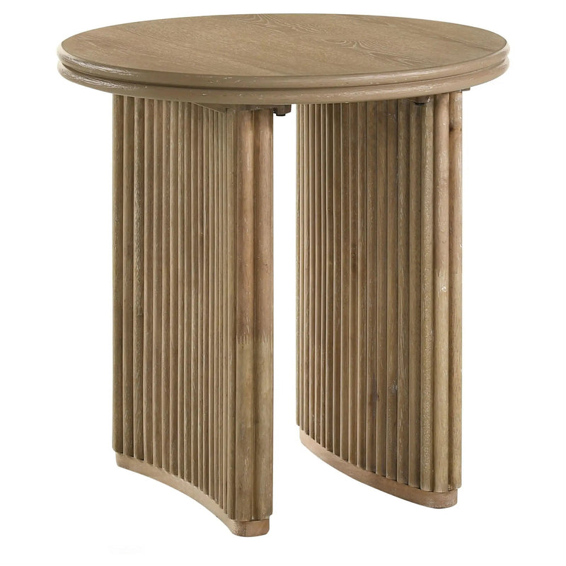 Adina 3-piece Round Coffee Table Set Distressed Light Brown by Unique Piece Furniture