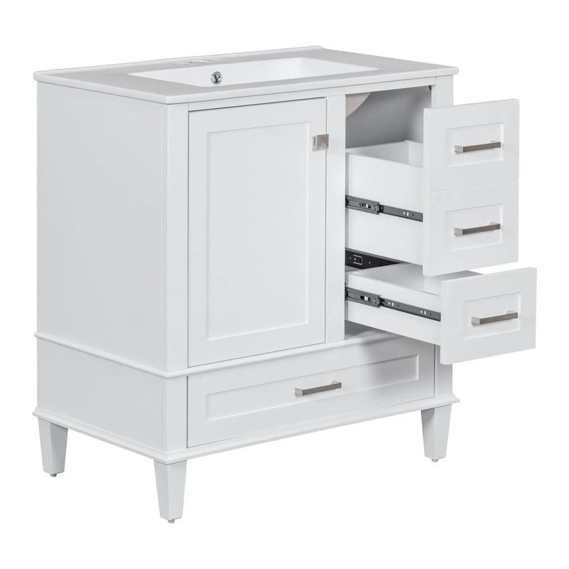 Bathroom Vanity, Modern Bathroom Cabinet With Sink Combo Set, Bathroom Storage Cabinet With A Soft Closing Door And 3 Drawers, Solid Wood Frame by HouseOfZazla