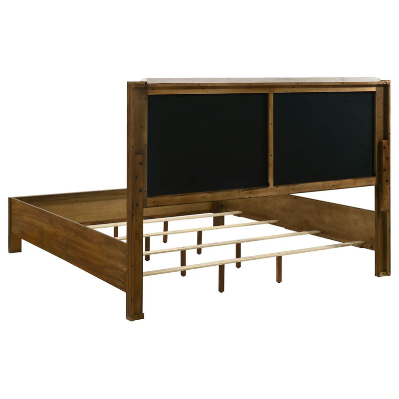 Adderley Eastern King Wood Panel Bed Cream and Warm Brown by Unique Piece Furniture