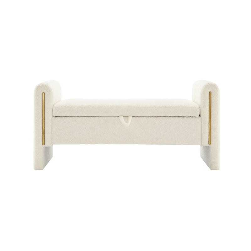 Modern Teddy Upholstered Large Bed End Bench With Arms And Storage by Unique Piece Furniture