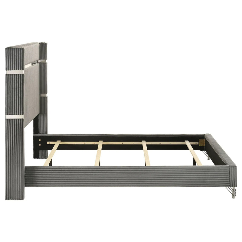 Lucia 61-inch Upholstered Queen Wingback Bed Grey by Unique Piece Furniture