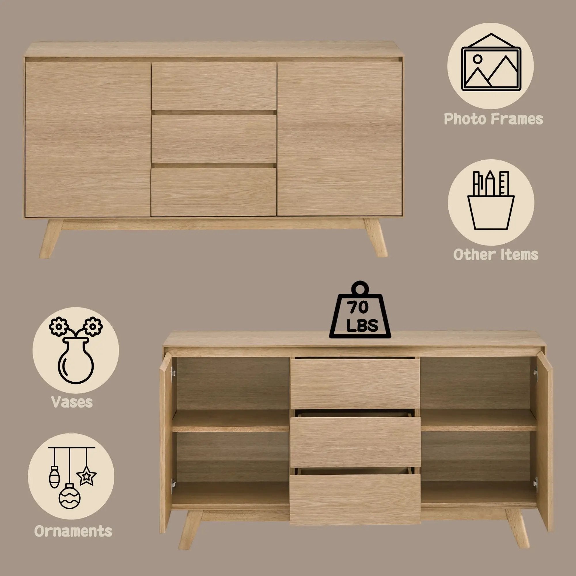 Kasem Server in Oak Finish by HouseOfZazla