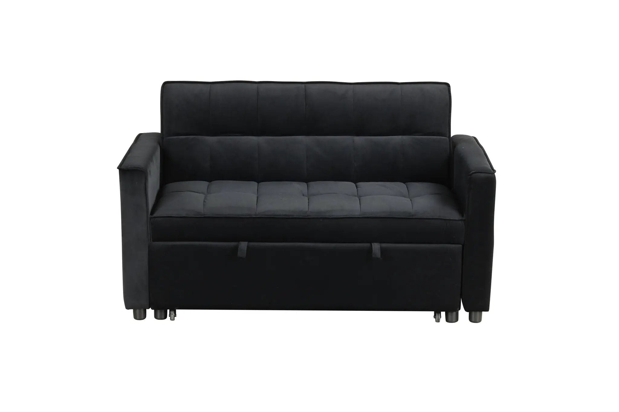 Maeve - Convertible Sleeper Loveseat With Tufting and Side Pocket - Black by HouseOfZazla