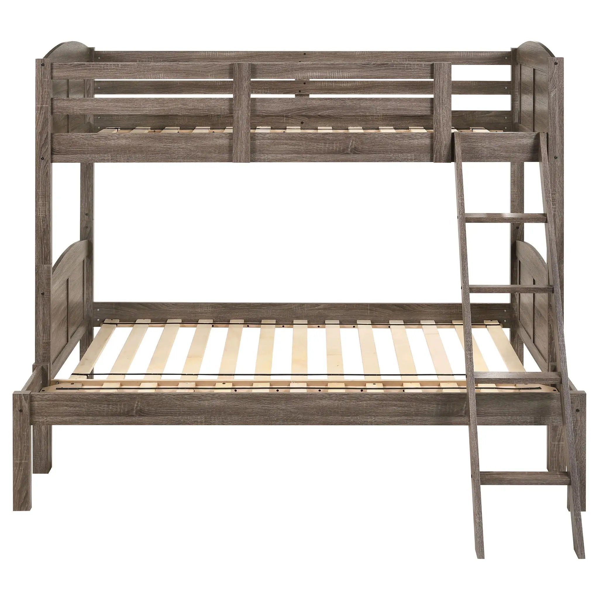 Flynn Wood Twin Over Full Bunk Bed Weathered Brown by Unique Piece Furniture