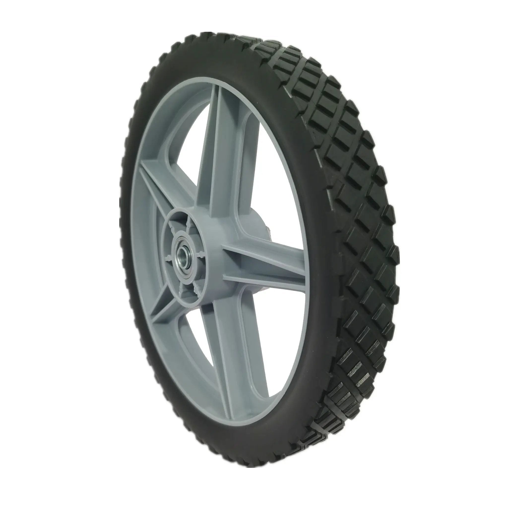 Universal 12" Spoked Plastic Wheel And Tire For Lawn Mowers & Trolley Carts, 10 Pack - Black by HouseOfZazla