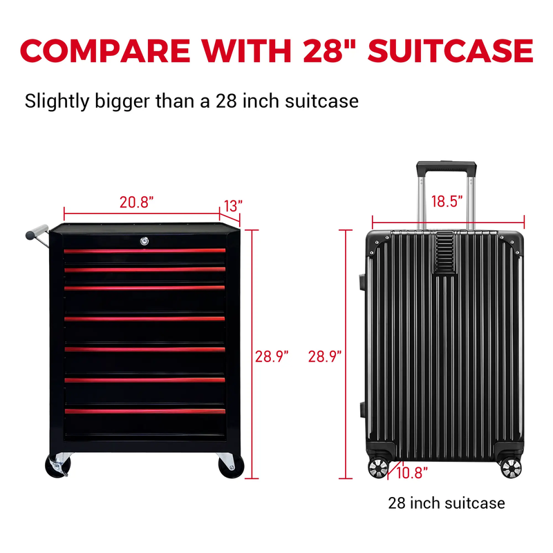 Rolling Metal Tool Chest with 7 Drawers - Black by HouseOfZazla