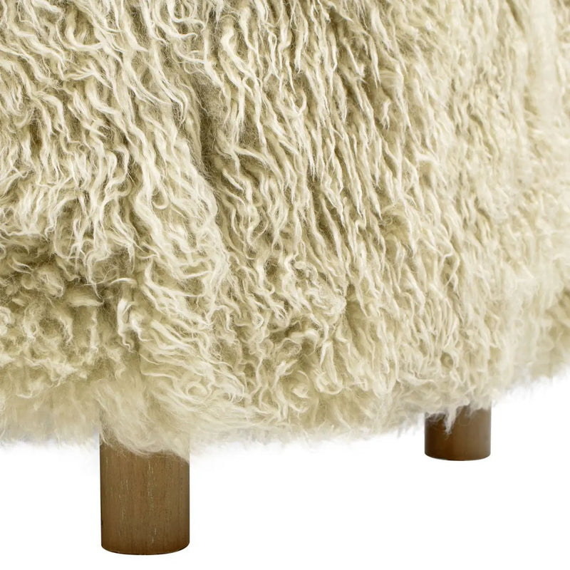 Enchante - New Zealand Sheepskin Rectangular Accent Ottoman - Taupe / Natural by Unique Piece Furniture