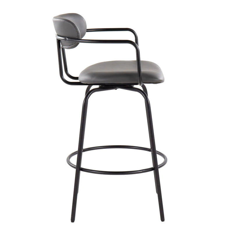 Demi - Contemporary Fixed Height Counter Stool With Swivel With Round Footrest (Set of 2) by HouseOfZazla