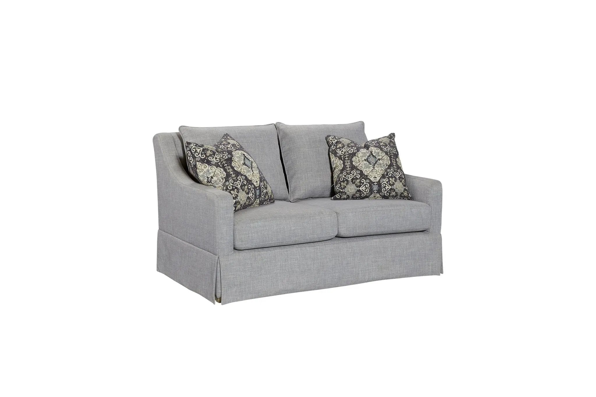 Loveseat With Skirt And Reversable Cushions And 2 Pillows - Light Gray by Unique Piece Furniture