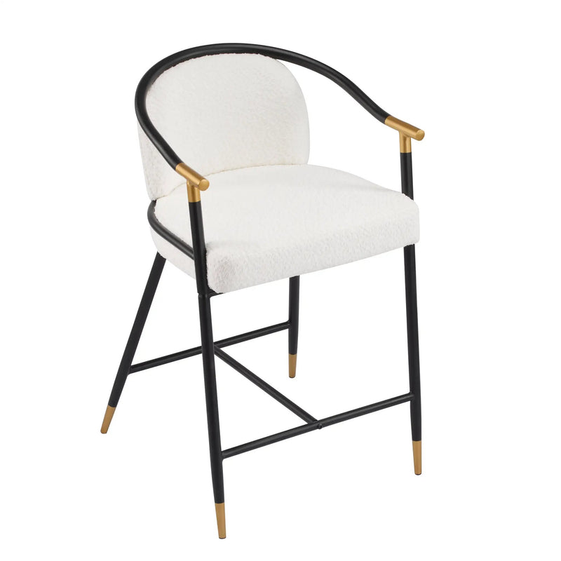 26" H Upholstered Counter Stool with Metal Frame (Set of 2) - Beige by HouseOfZazla
