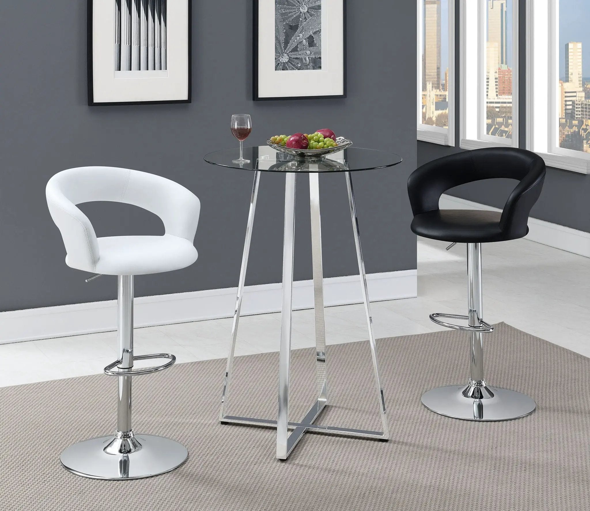 Zanella Round 30-inch Glass Top Bistro Bar Table Chrome by Unique Piece Furniture