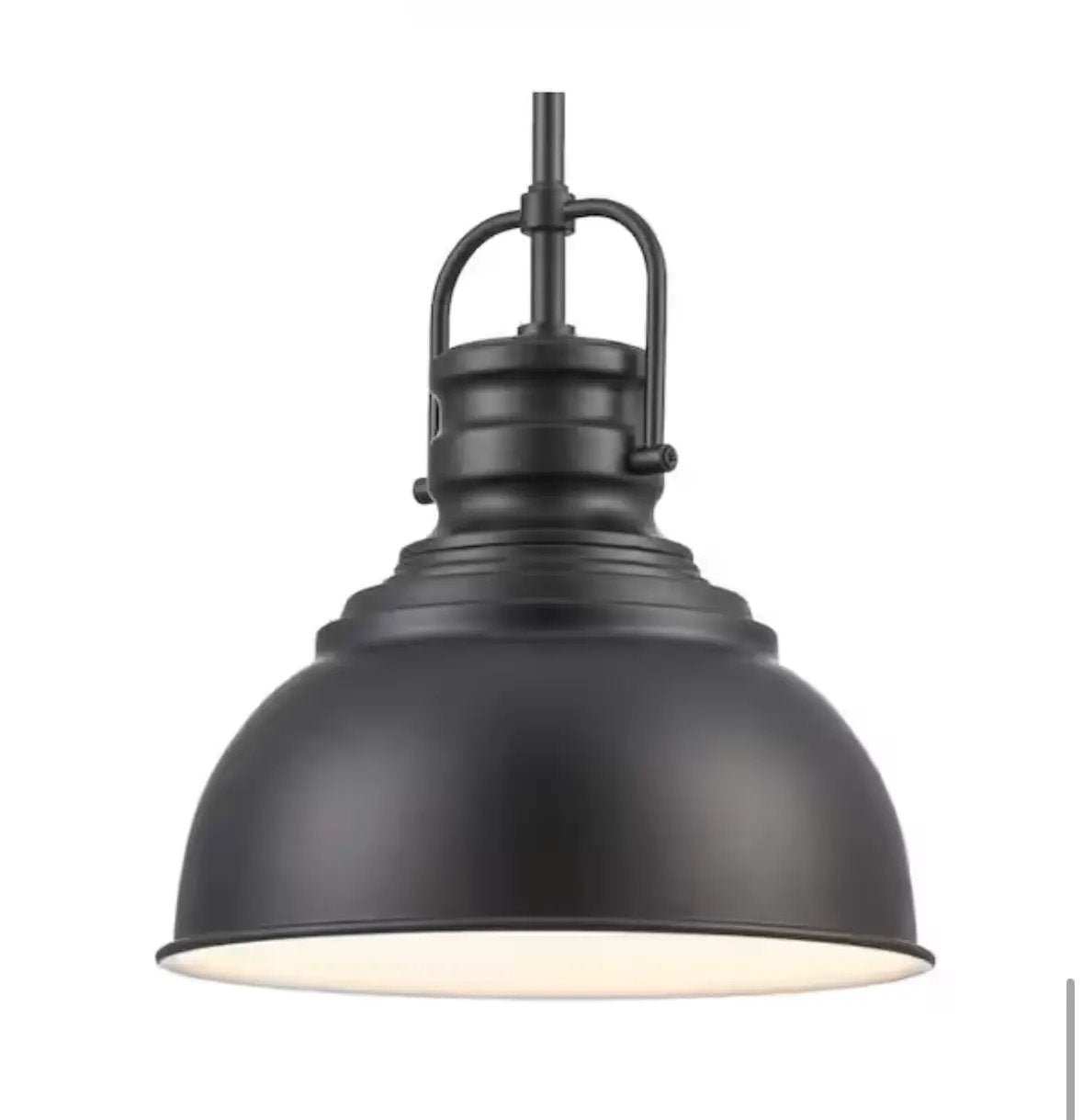 Home Decorators Collection Shelston 10 in. 1-Light Black Farmhouse Pendant Light Fixture with Metal Shade by Selzalot