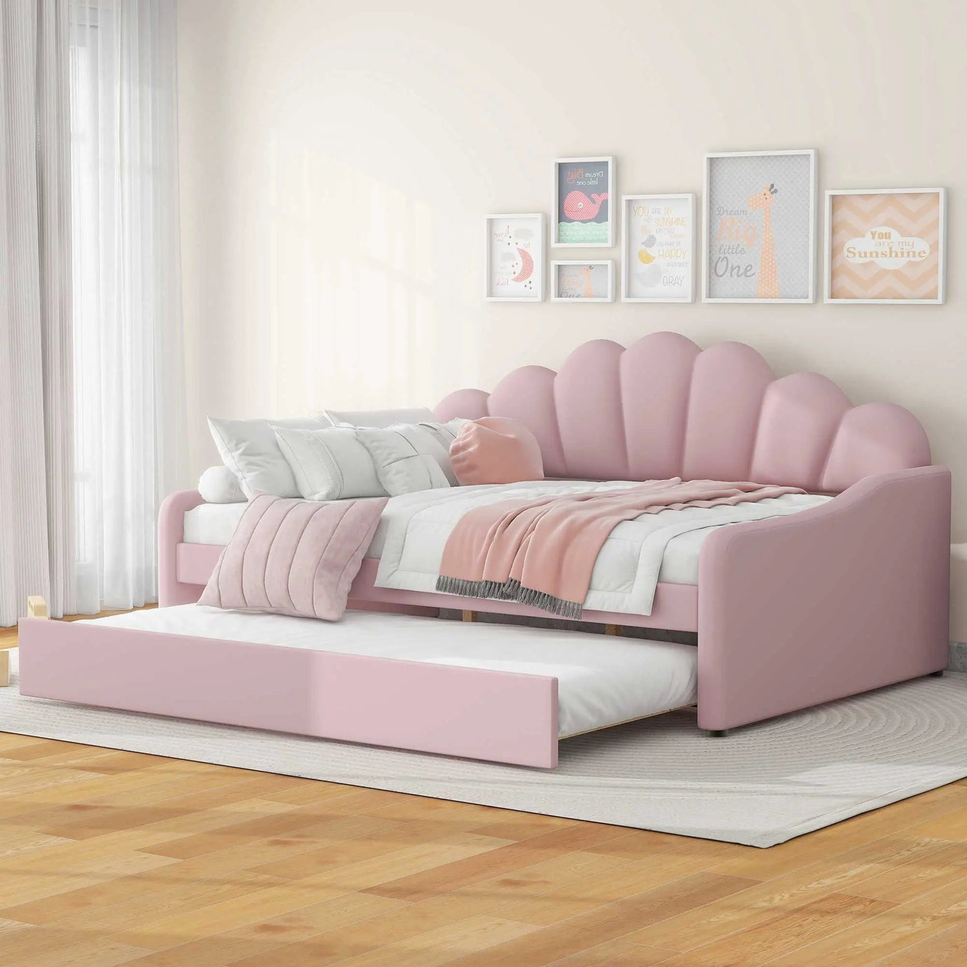 Upholstery Daybed Frame With Shell Shaped Backrest by Unique Piece Furniture