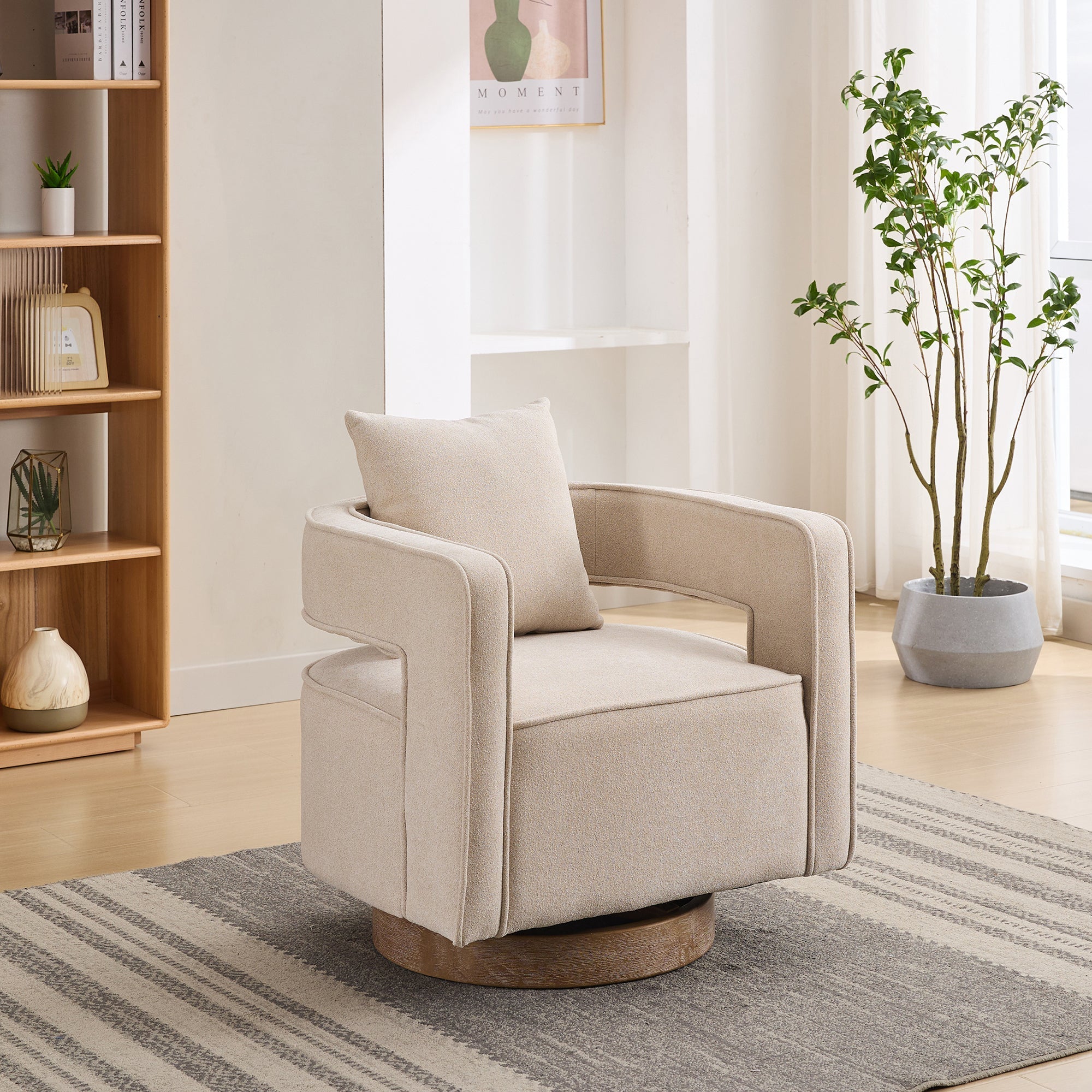 29.1"W Swivel Accent Chair With Weathered Base by HouseOfZazla