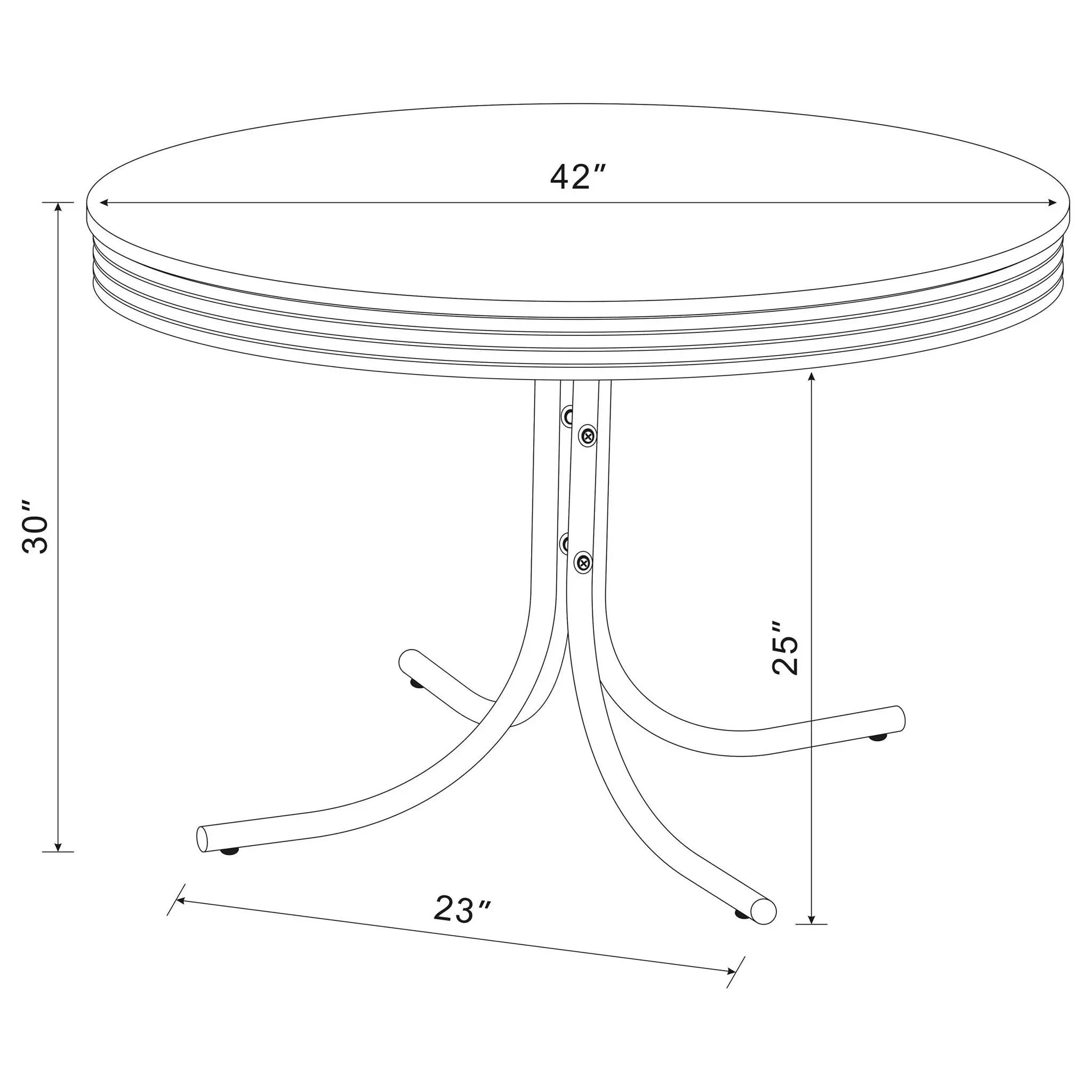 Retro Round 42-inch Wood Top Dining Table White and Chrome by Unique Piece Furniture