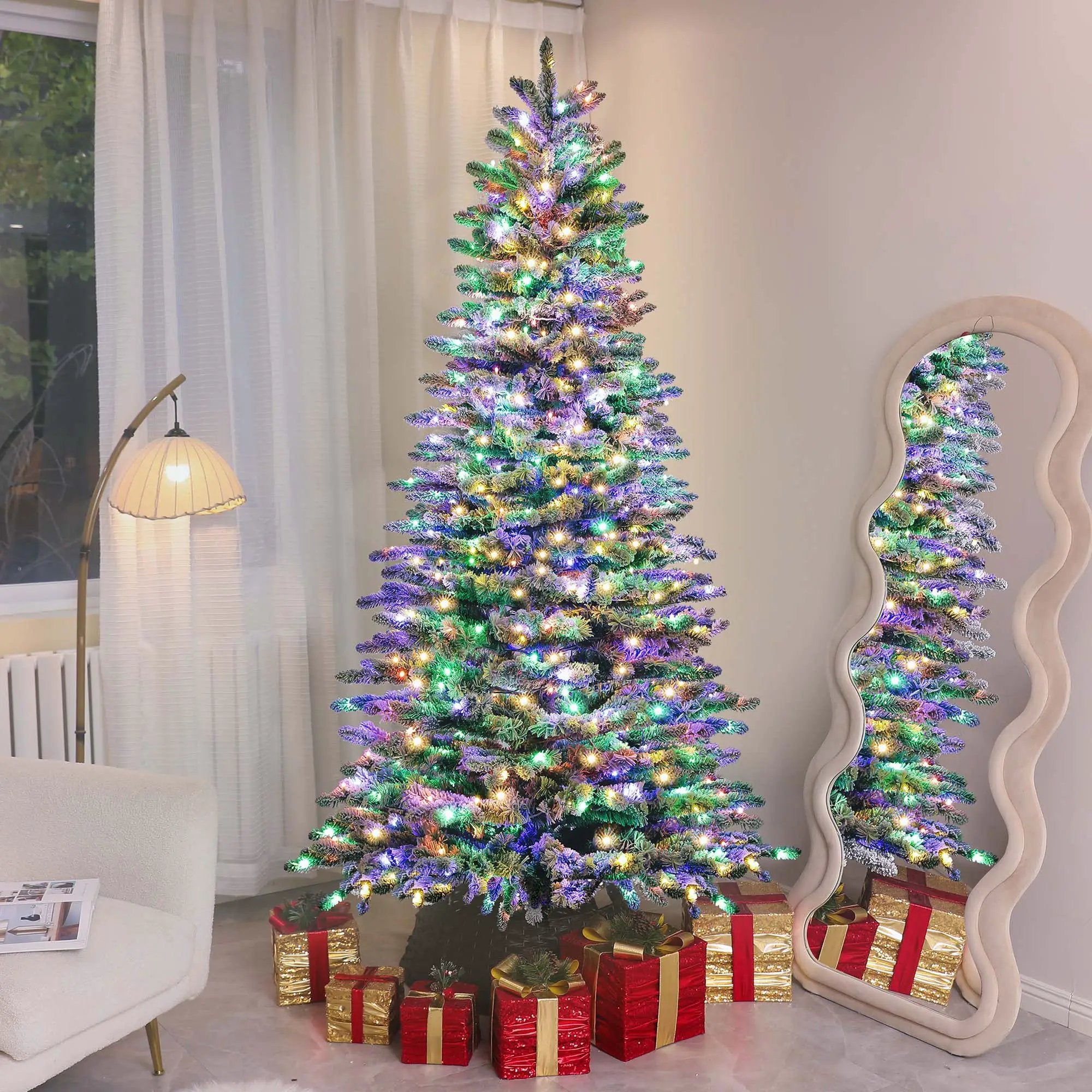 HOMCOM 7.5 ft Pre-Lit Mountain Pine Artificial Christmas Tree by HouseOfZazla