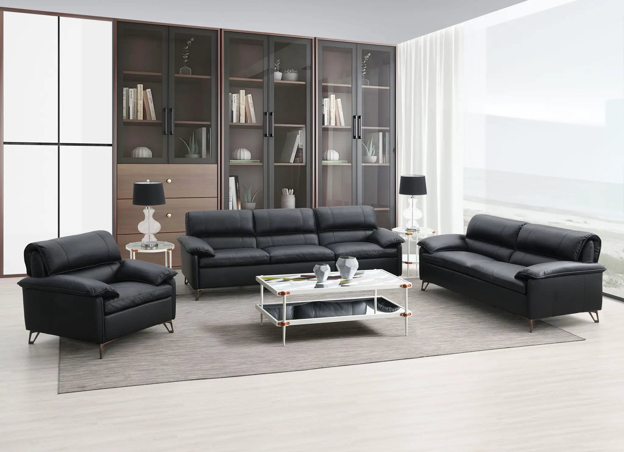Eilene - Top Grain Leather Sofa - Black by HouseOfZazla