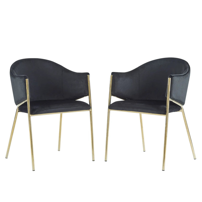 Modern Upholstered Dining Chair With Plush Velvet and Metal Frame by HouseOfZazla