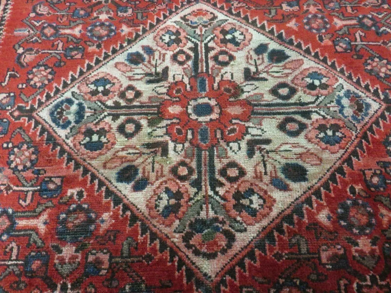 5' 6" X 10' Antique Handmade India Floral Oriental Wool Rug Veg Dyes Red Nice by Jewel Rugs