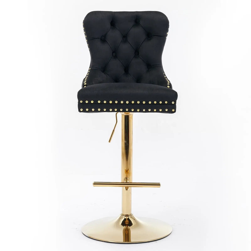 Thick Swivel Barstools Adjusatble Seat Height From 25-33", Modern Upholstered Bar Stools With Backs Comfortable Tufted For Home Pub And Kitchen Island (Set of 2) by Unique Piece Furniture
