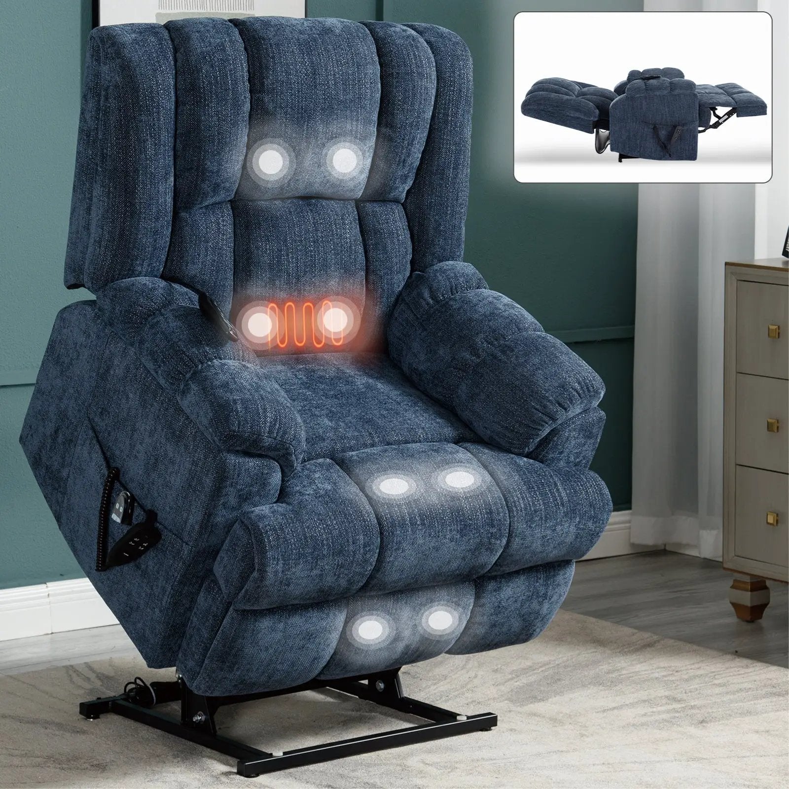 Dual Motor Heat Massage Electric Power Lift Recliner by HouseOfZazla