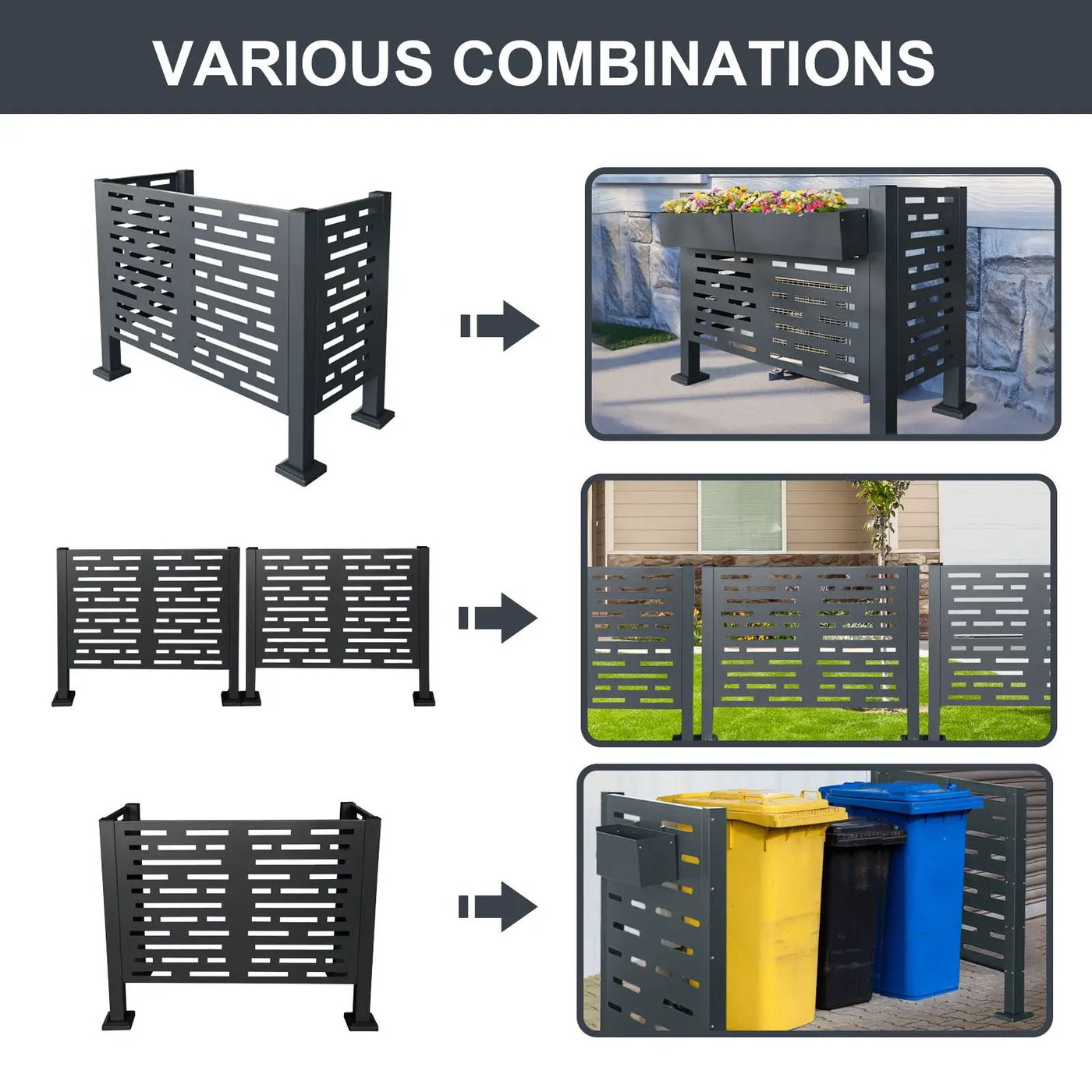 Air Conditioner Fence For Outdoor Units, Metal Privacy Fence Cover, Perfect To Conceal Air Conditioning Units, 3 Fence Panel by HouseOfZazla