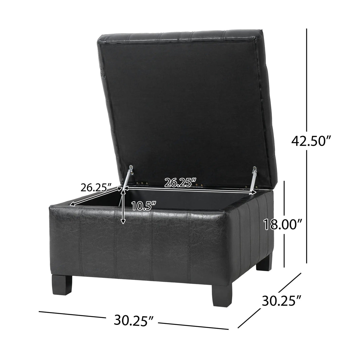 Square Tufted Indoor Ottoman With Lift-Top Storage by HouseOfZazla