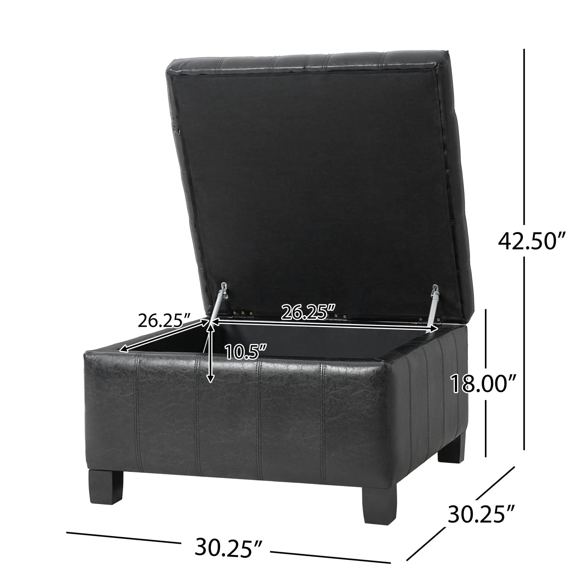Square Tufted Indoor Ottoman With Lift-Top Storage by HouseOfZazla