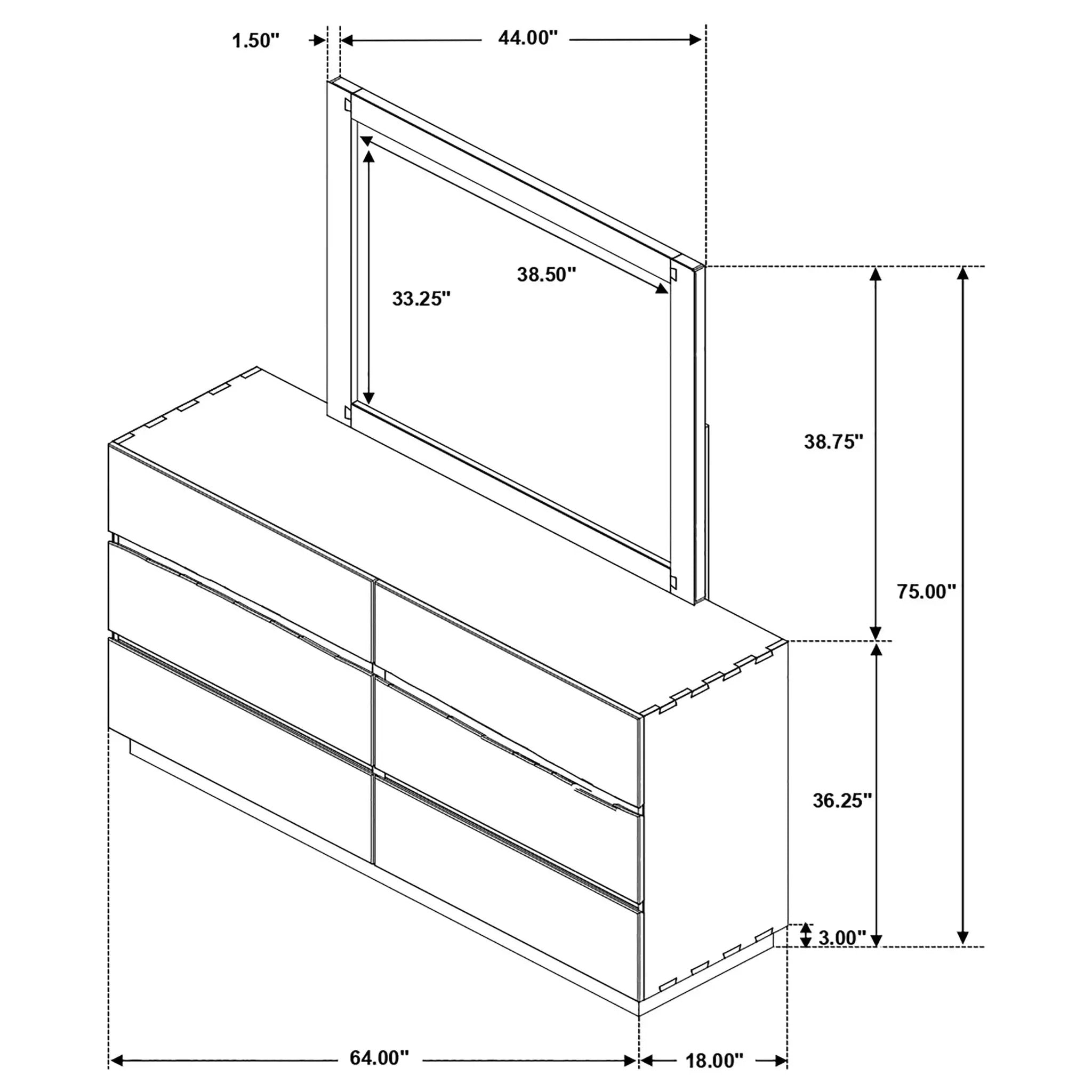 Winslow 6-drawer Dresser with Mirror Smokey Walnut by Unique Piece Furniture