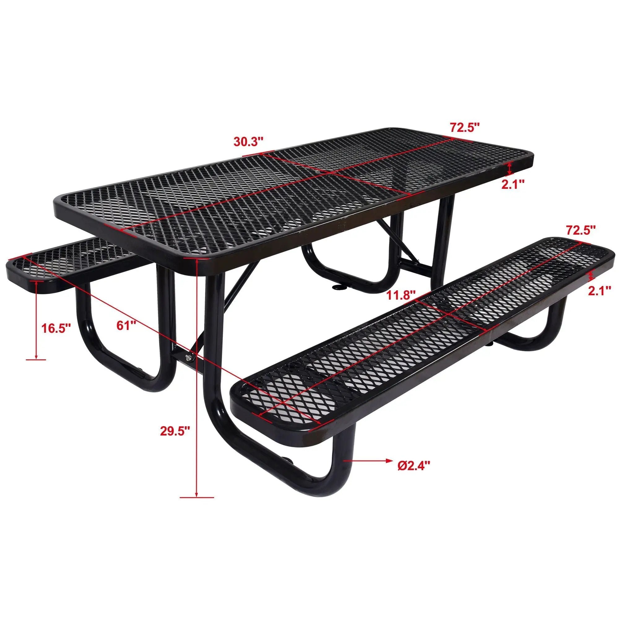 Rectangular Outdoor Steel Picnic Table With Umbrella Pole by HouseOfZazla