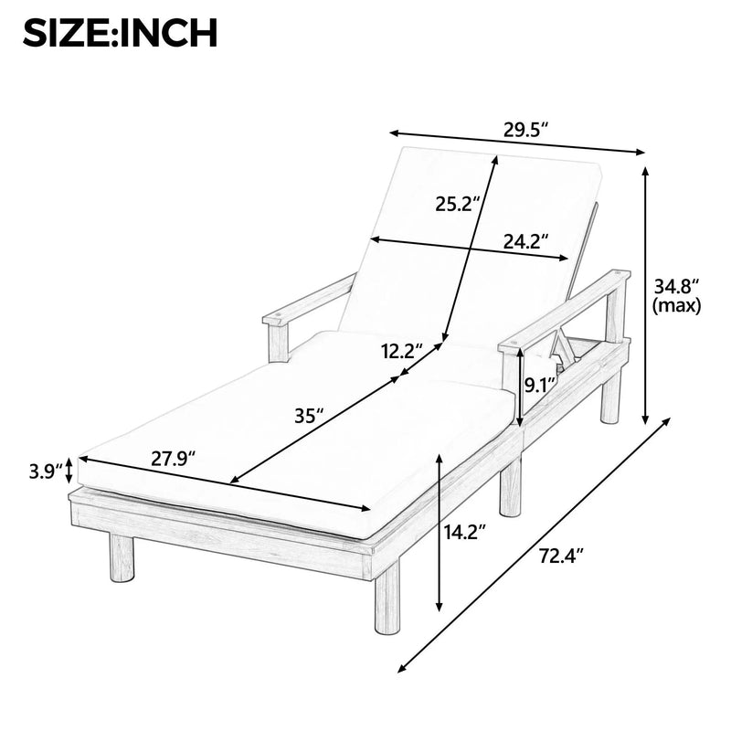 5 Position Adjustable Outdoor Chaise Lounge