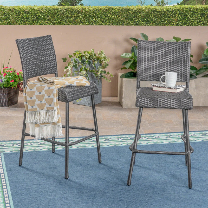 29" Outdoors PE Rattan Armless Barstools, Set of 2 by HouseOfZazla