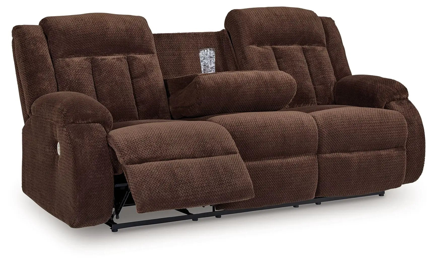 Free Wake - Reclining Power Sofa With Drop Down Table - Chocolate by Unique Piece Furniture