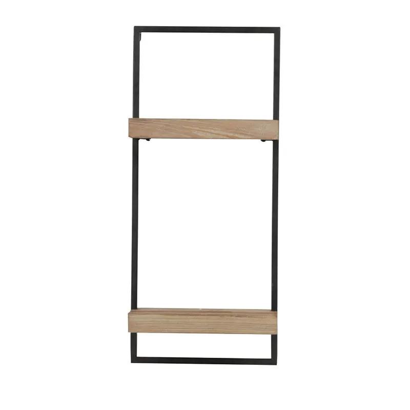 Wall Shelf With Two Shelves - Black Brown by HouseOfZazla