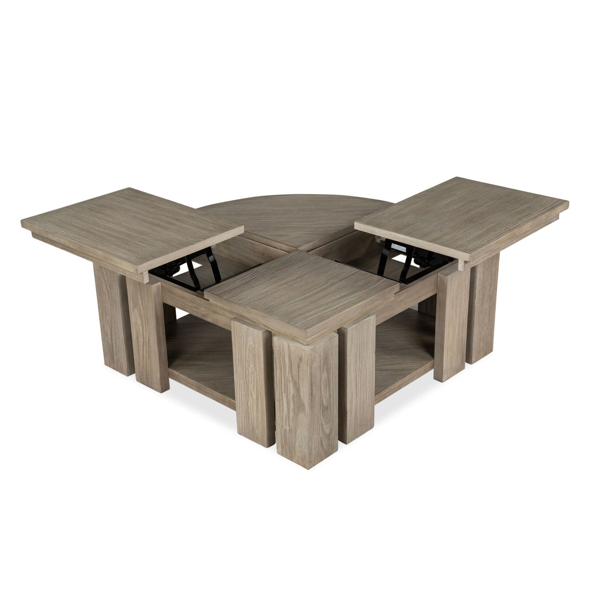 Conrad - Pie Shaped Lift Top Cocktail Table With Casters - Stone Harbor Gray, photo 4 of 7