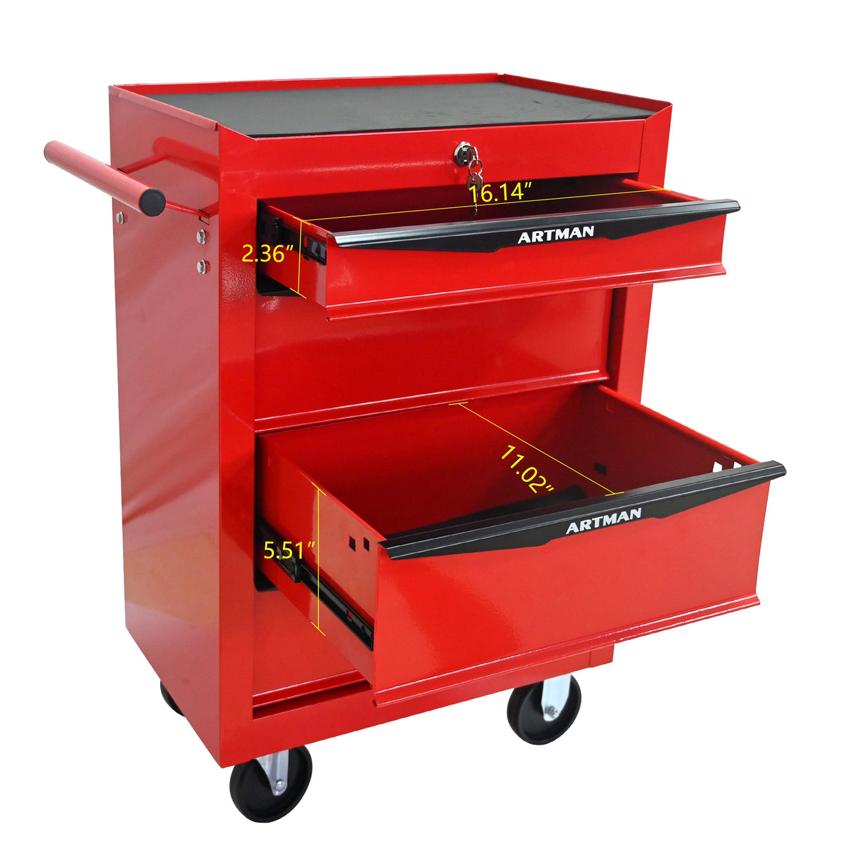 Rolling Metal Tool Chest with 4 Drawers - Red & Black, photo 8 of 10
