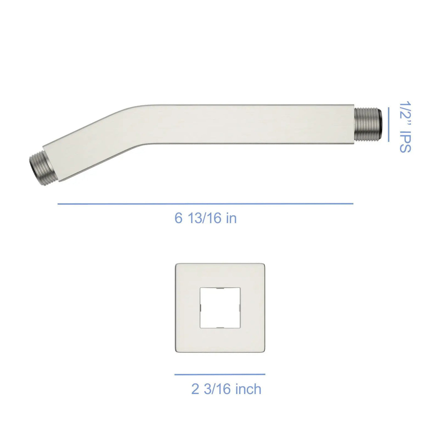 Elegant 6" Shower Arm With Flange, Stainless Steel Construction For Rain Shower Heads by HouseOfZazla