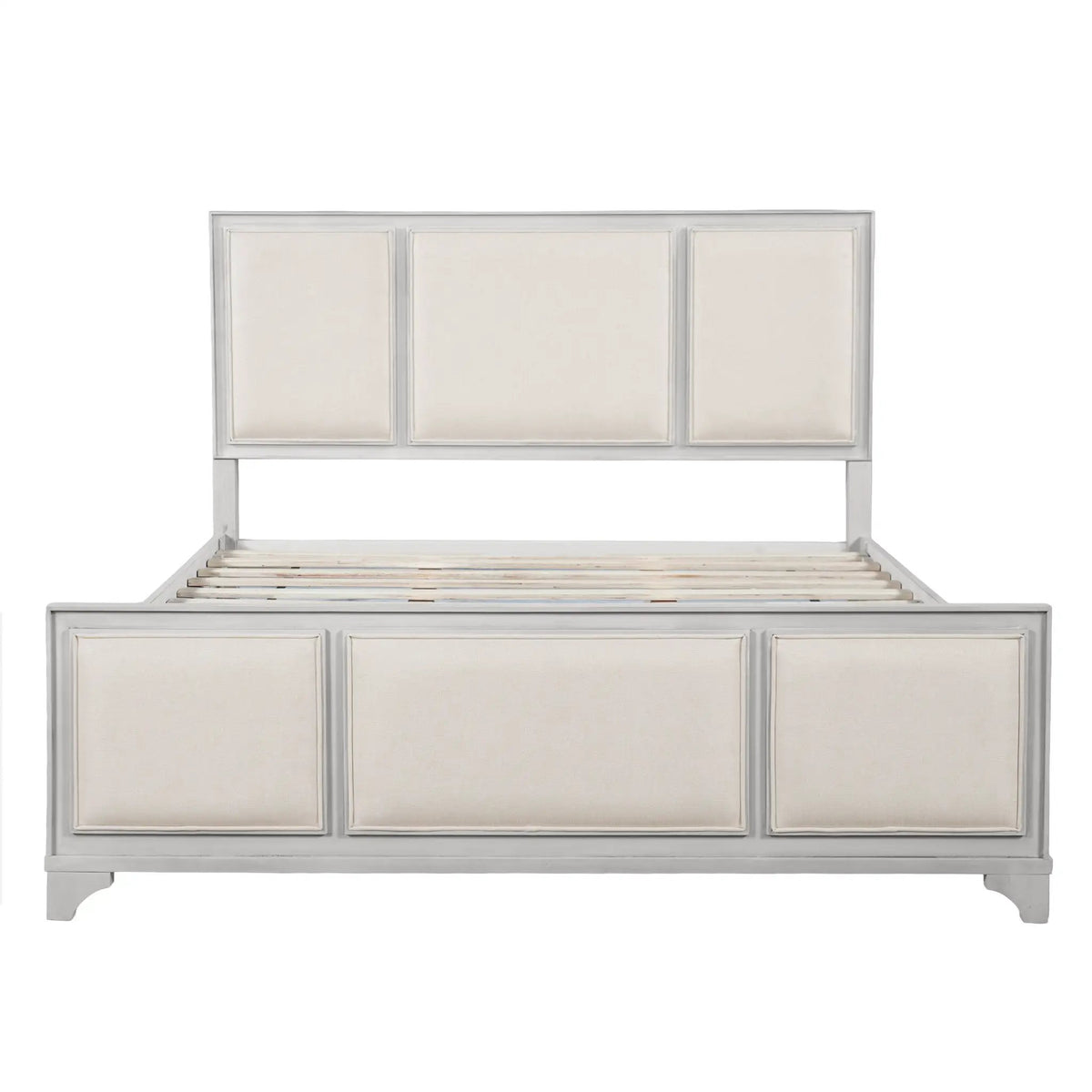 Queen Size Wooden Bed Frame with Upholstered Headboard by HouseOfZazla