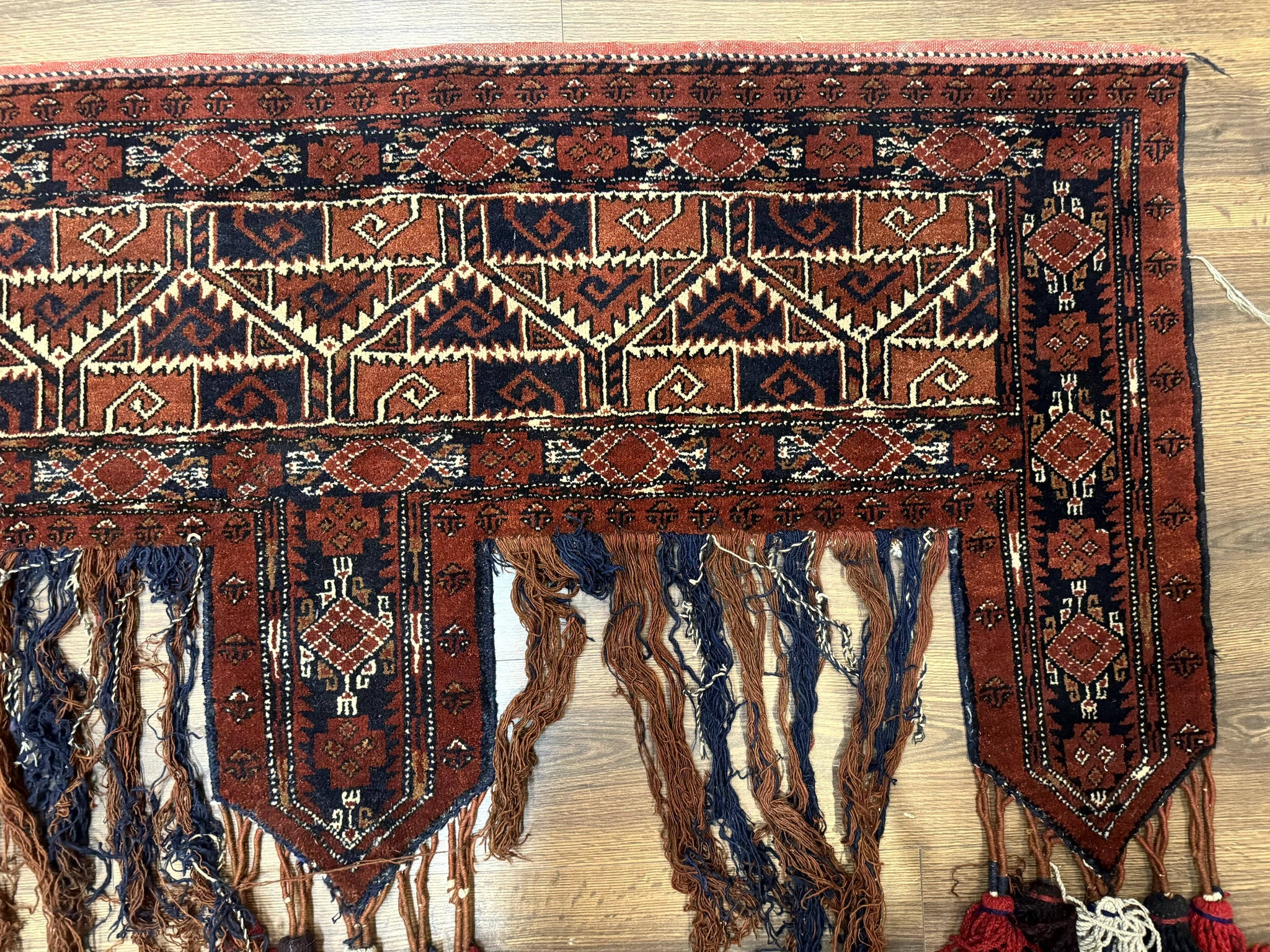 Antique Afghan Beshir Tent Header Textile Rug, Tribal Collectible, Wool by Jewel Rugs