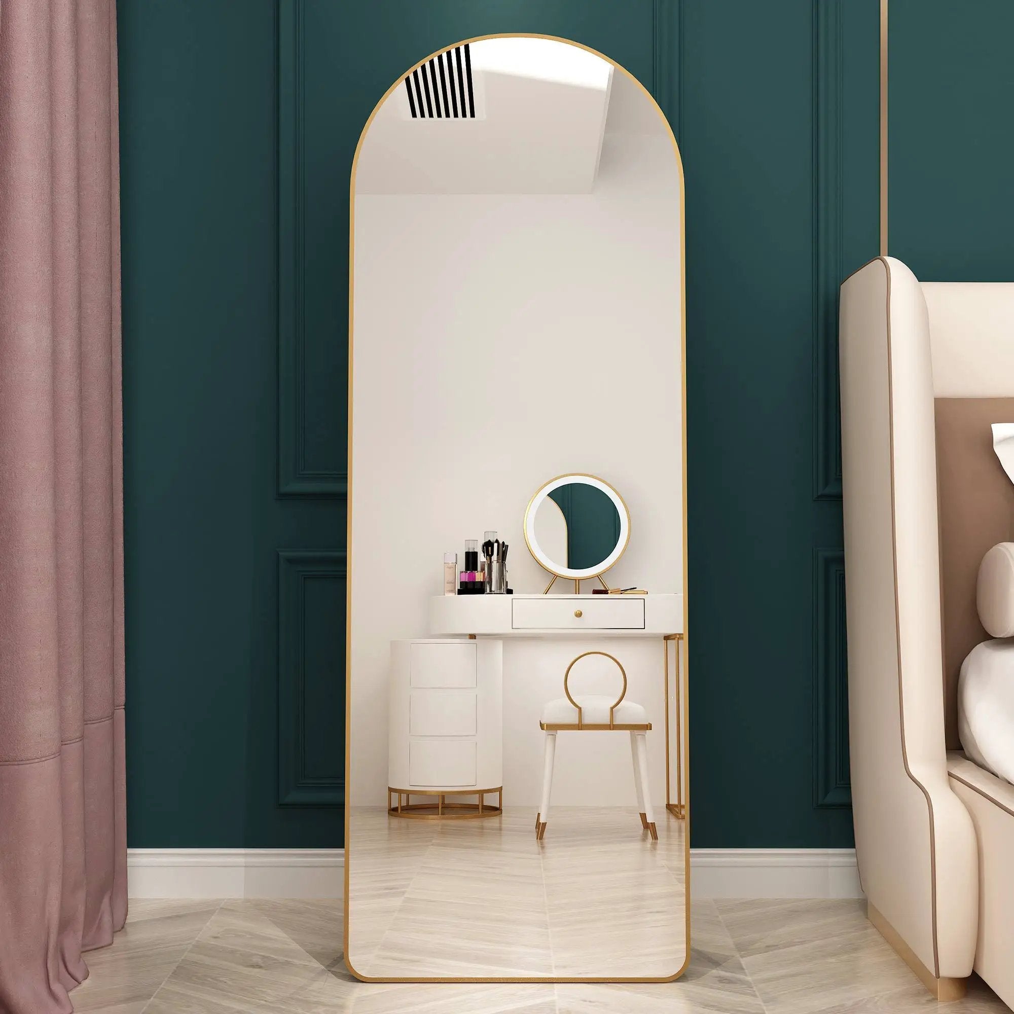 The 4th Generation Floor Mounted Full Length Mirror with Gold Frame by HouseOfZazla