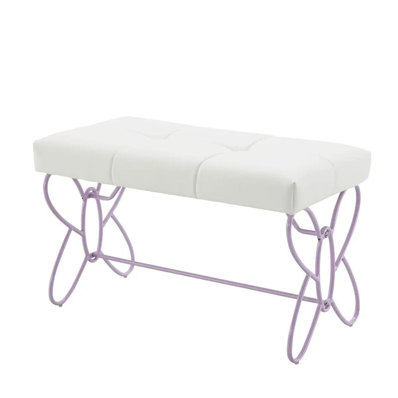 Priya II - Synthetic Leather Purple Bench - Purple / White by Unique Piece Furniture