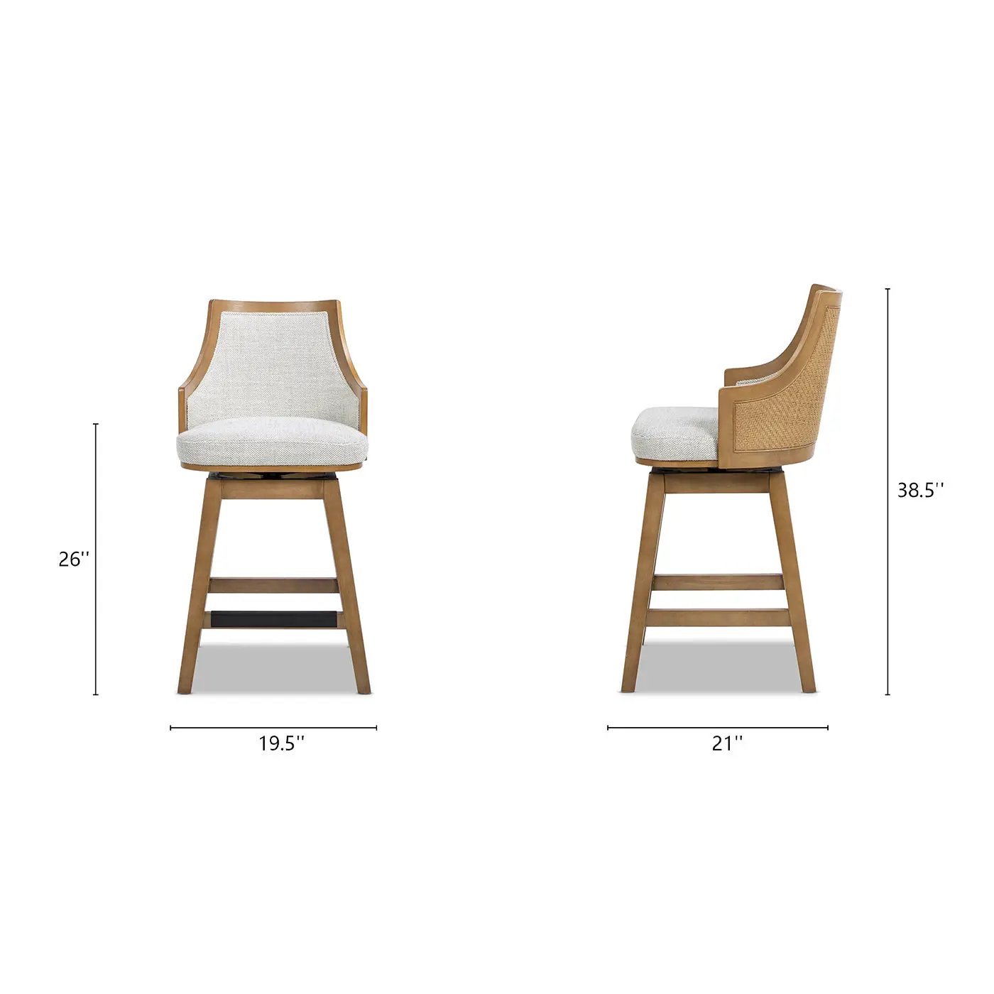 Bahama 26" Cane Rattan High-Back Swivel Counter Stool with Recessed Arms by HouseOfZazla