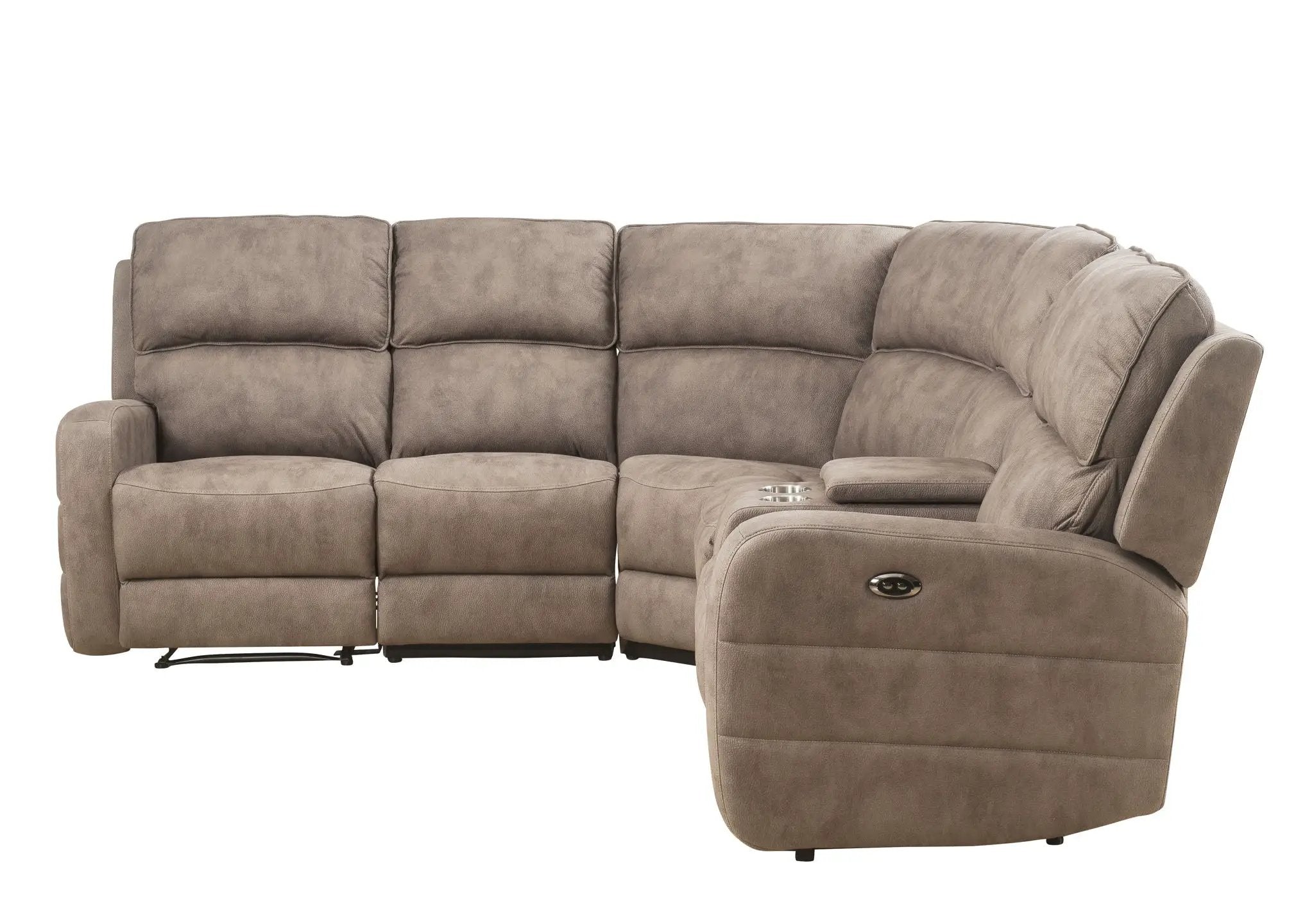 Olwen - Nubuck Power Recliner Sectional Sofa With USB Port - Mocha by HouseOfZazla