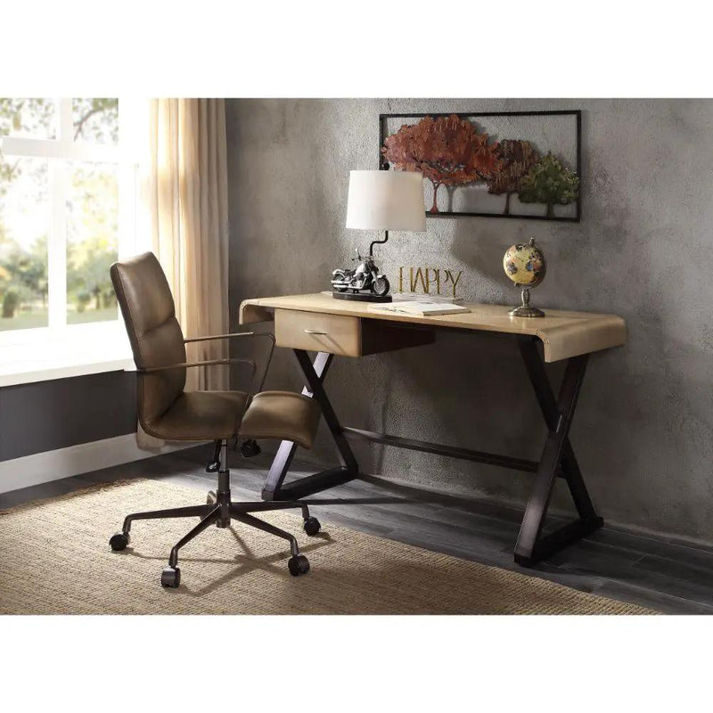 Danton - Executive Writing Desk - Gold Aluminum by Unique Piece Furniture